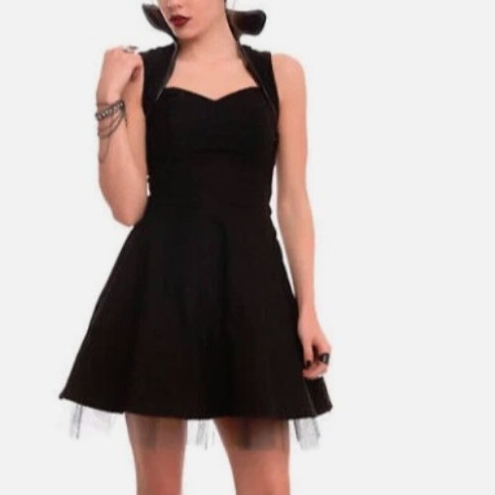 Hot Topic Disney High Collar Maleficent Black Cosplay Tulle Dress NWT Size Small